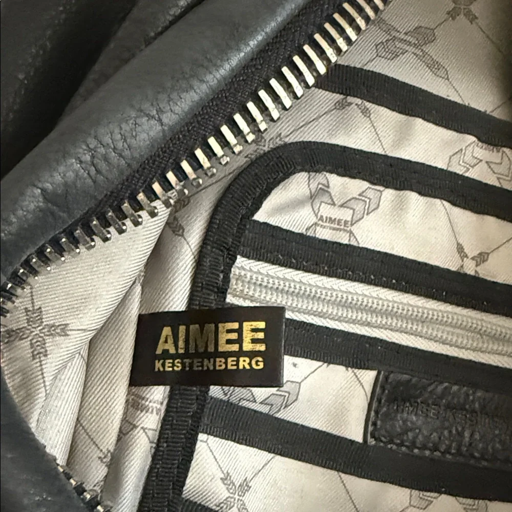 Aimee Kestenberg Black Pebbled Leather Backpack with Silver Hardware